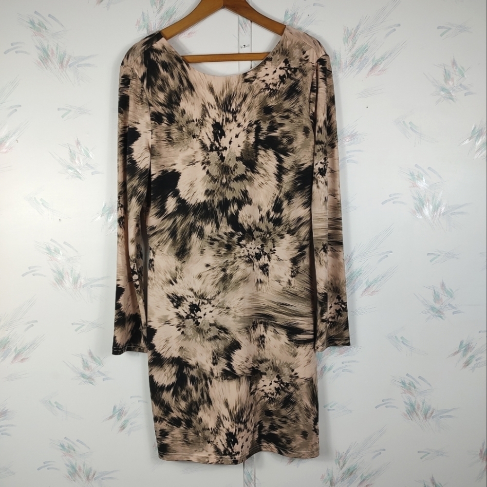 Jennifer Lopez Cream Black Printed Dress - Picture 1 of 9